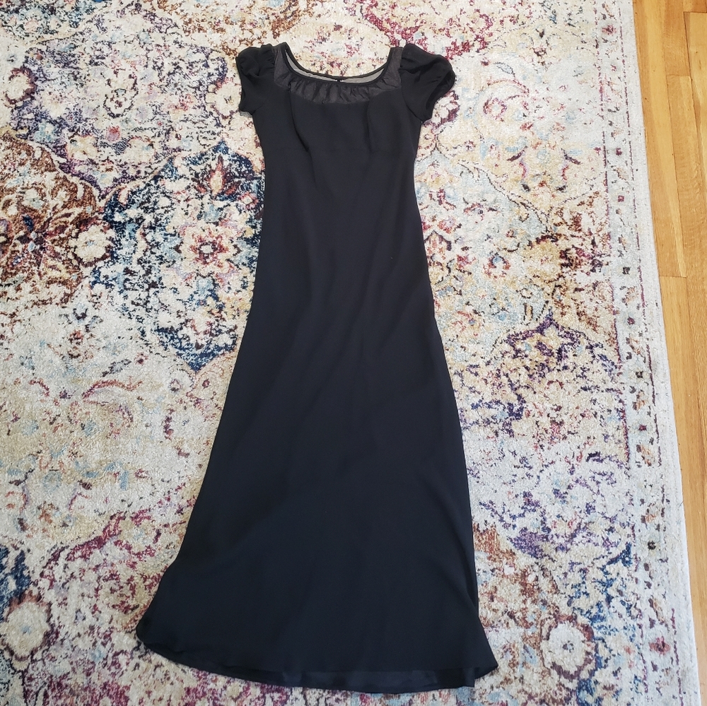 90s Scott McClintock Cap Sleeve Black Maxi Dress Size Vintage 8
